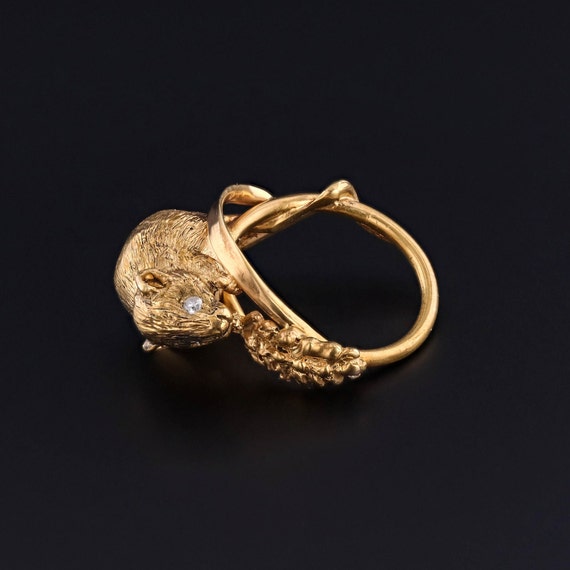 Vintage Mouse Ring of 10k & 18k Gold - image 4