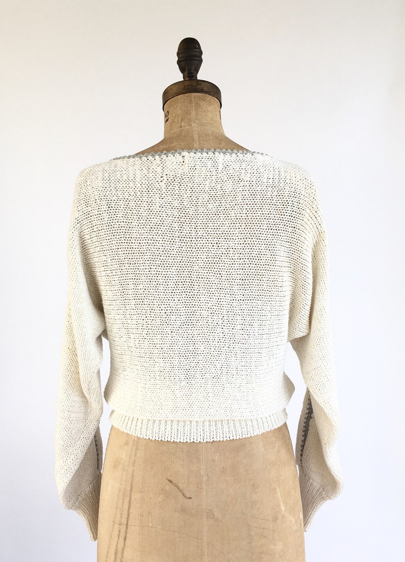 1980/'s Batwing Art Sweater With Pearl Beading