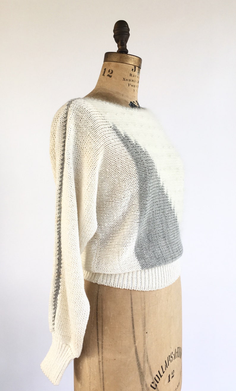 1980/'s Batwing Art Sweater With Pearl Beading