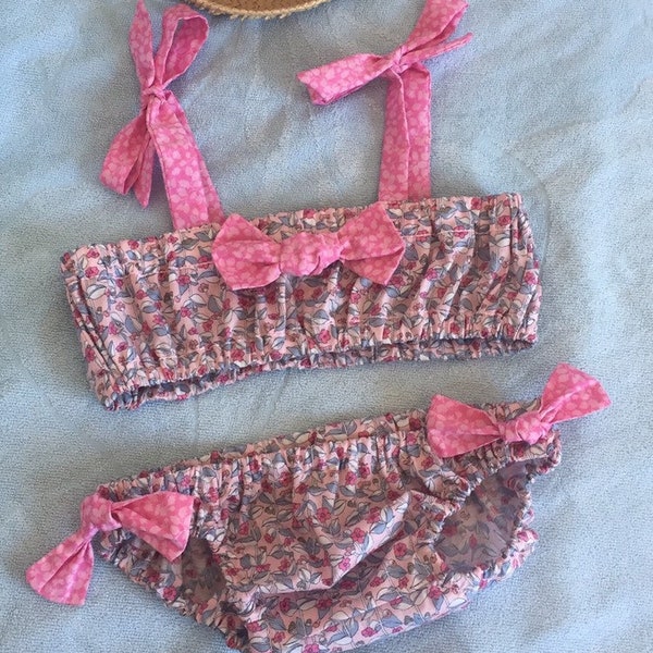 Maillot bikini fille en Liberty