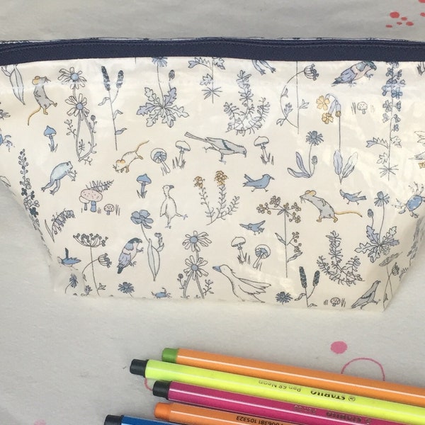 Trousse d’école en Liberty enduit Théo bleu