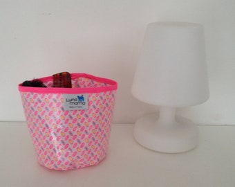 Petit Pan coated cotton tidy with neon pink bias