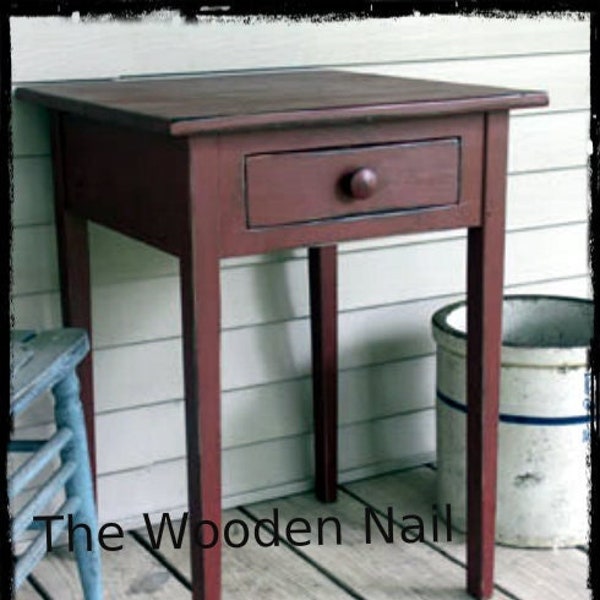 ETWN149 Primitive Side Table with drawer PATTERN