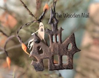Haunted House blackened beeswax ornament