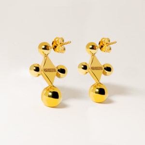 Donoma Brass Geometric Minimal Stud Earrings / Geometric Jewelry / Minimalist Jewelry / Statement Earrings / Handmade Earrings / Studs image 2