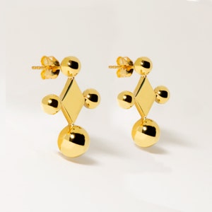 Donoma Brass Geometric Minimal Stud Earrings / Geometric Jewelry / Minimalist Jewelry / Statement Earrings / Handmade Earrings / Studs image 1