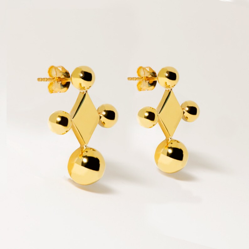 Donoma Brass Geometric Minimal Stud Earrings / Geometric Jewelry / Minimalist Jewelry / Statement Earrings / Handmade Earrings / Studs image 1
