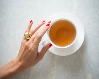 Lomasi Chunky 18k Gold Statement Ring / 18k Gold Ring / Statement Gold Ring / Chunky Gold Ring / Flower Ring / Tribal Ring / Handmade Ring