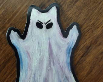 Angry Cat Ghost Magnet: Attitude Painting (3x3.91 inch)