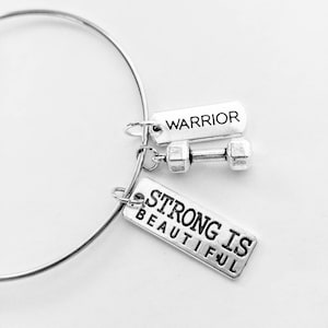 Workout jewelry, Warrior bracelet, strong is BEAUTIFUL bracelet, fitness bracelet, empowerment jewelry, weight loss jewelry, gifts for coach image 1