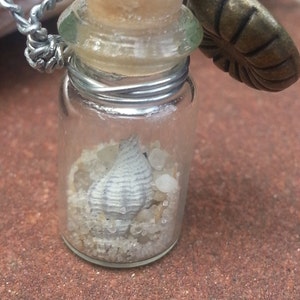 Beach Shell Pendant beach wedding unique beach memory, mini bottle charm, beach vile, ocean memories pendant, beach in a bottle image 2