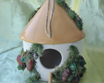 Indoor cottagecore birdhouse decor, crystal birdhouse decor, whimsical home decoration