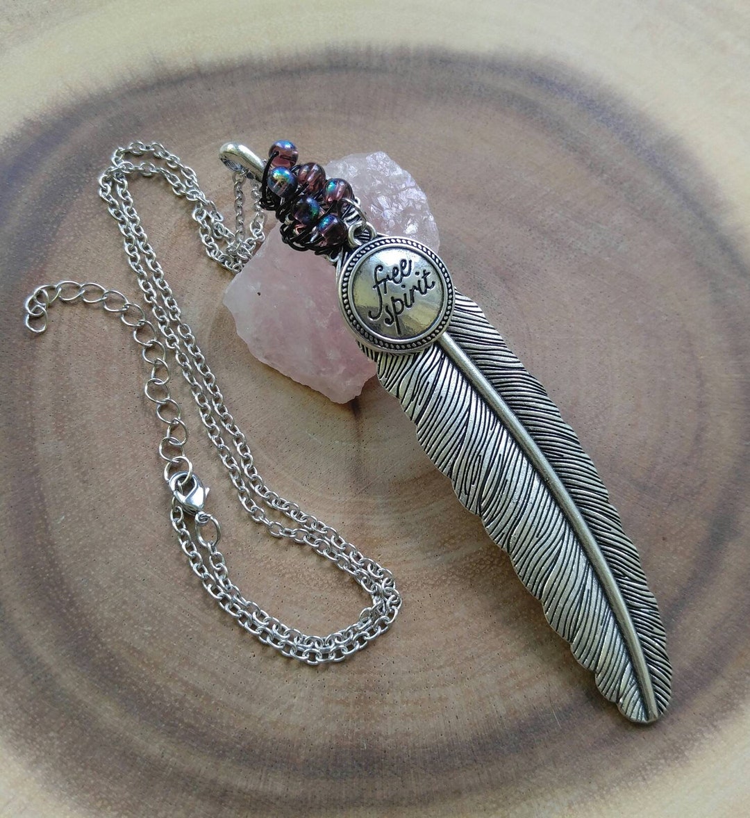 Feather Pendant Feather Necklace Free Spirit Feather Etsy