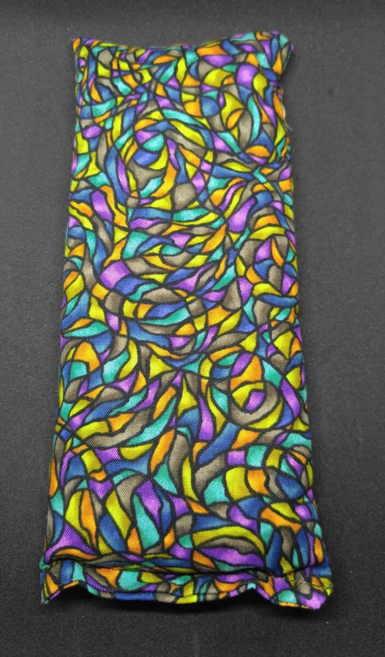 Reusable hot and cold herbal pillows. Abstract print pillow. Purple eye pillow. Hotflash pillow. Yoga eye pillow. Reusable eye pillow. image 2