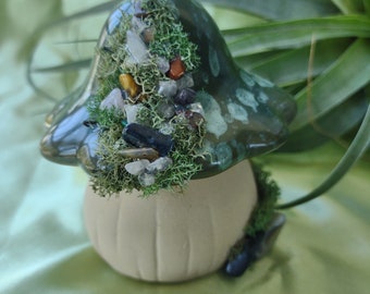 Indoor fairy garden mushroom decor, crystal mushroom decor, whimsical home decoration