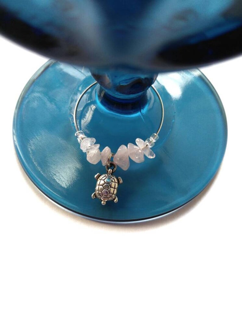 Rose Quartz Wine Glass Charms Hostess Gift Teacher Gift Etsy