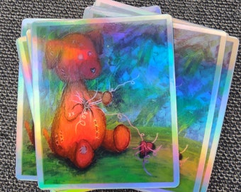 Voodoo Dog Sticker: Glossy Holographic Waterproof Art (3 inch)