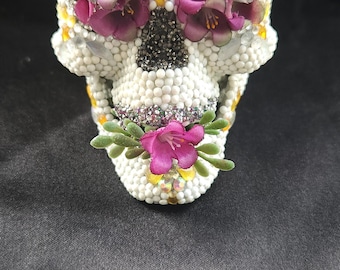 Honeycomb Bejeweled Skull: One-of-a-Kind Gem Art