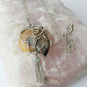 Ammonite shell necklace, tassel necklace, beach necklace, ammonite necklace, mermaid necklace, Gifts for beach lovers,  gifts for mermaids