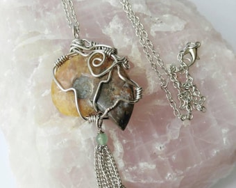 Ammonite shell necklace, tassel necklace, beach necklace, ammonite necklace, mermaid necklace, Gifts for beach lovers,  gifts for mermaids