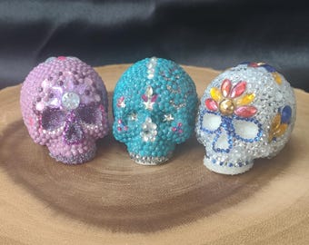 Bejeweled Crystal Skull: Small Gemstone Figurine