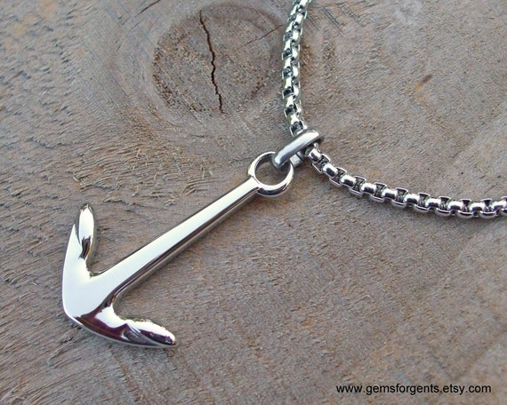 Stainless Steel Anchor Pendant Necklace Stainless Steel Chain Necklace Stainless Steel Chain Jewelry CN8 Etsy