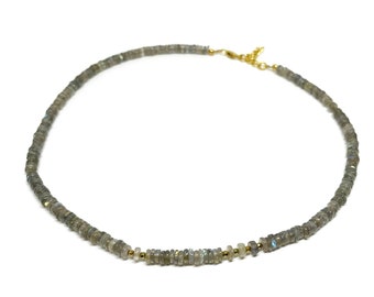 Labradorite and Hematite Beaded Choker Necklace