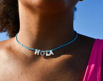 Hola Blue Seed Bead Necklace