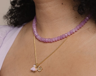 Soft Purple Crystal Beaded Necklace