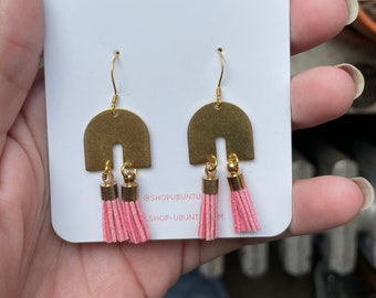 Gold Rainbow Tassel Earrings