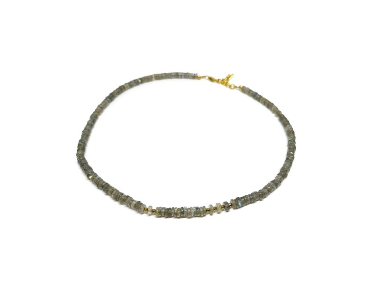 Labradorite and Hematite Beaded Choker Necklace image 1