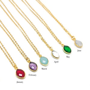 Delicate Birthstone Natural Gemstone Necklace on Gold Chain image 3