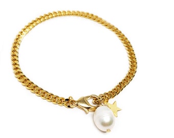 Gold Chain Pearl Bracelet