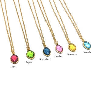 Delicate Birthstone Natural Gemstone Necklace on Gold Chain image 4