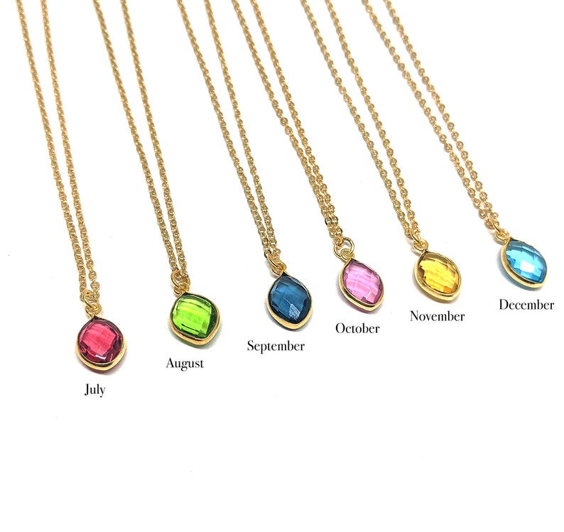 Delicate Birthstone Natural Gemstone Necklace on Gold Chain image 4
