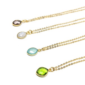 Delicate Birthstone Natural Gemstone Necklace on Gold Chain image 8