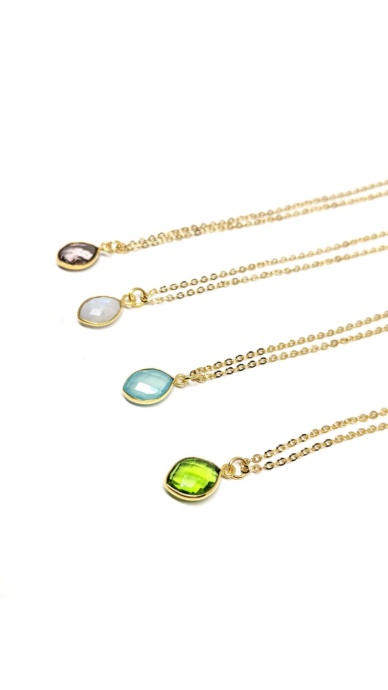 Delicate Birthstone Natural Gemstone Necklace on Gold Chain image 8