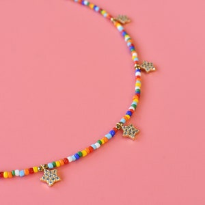 Rainbow Seed Bead Star Necklace image 4