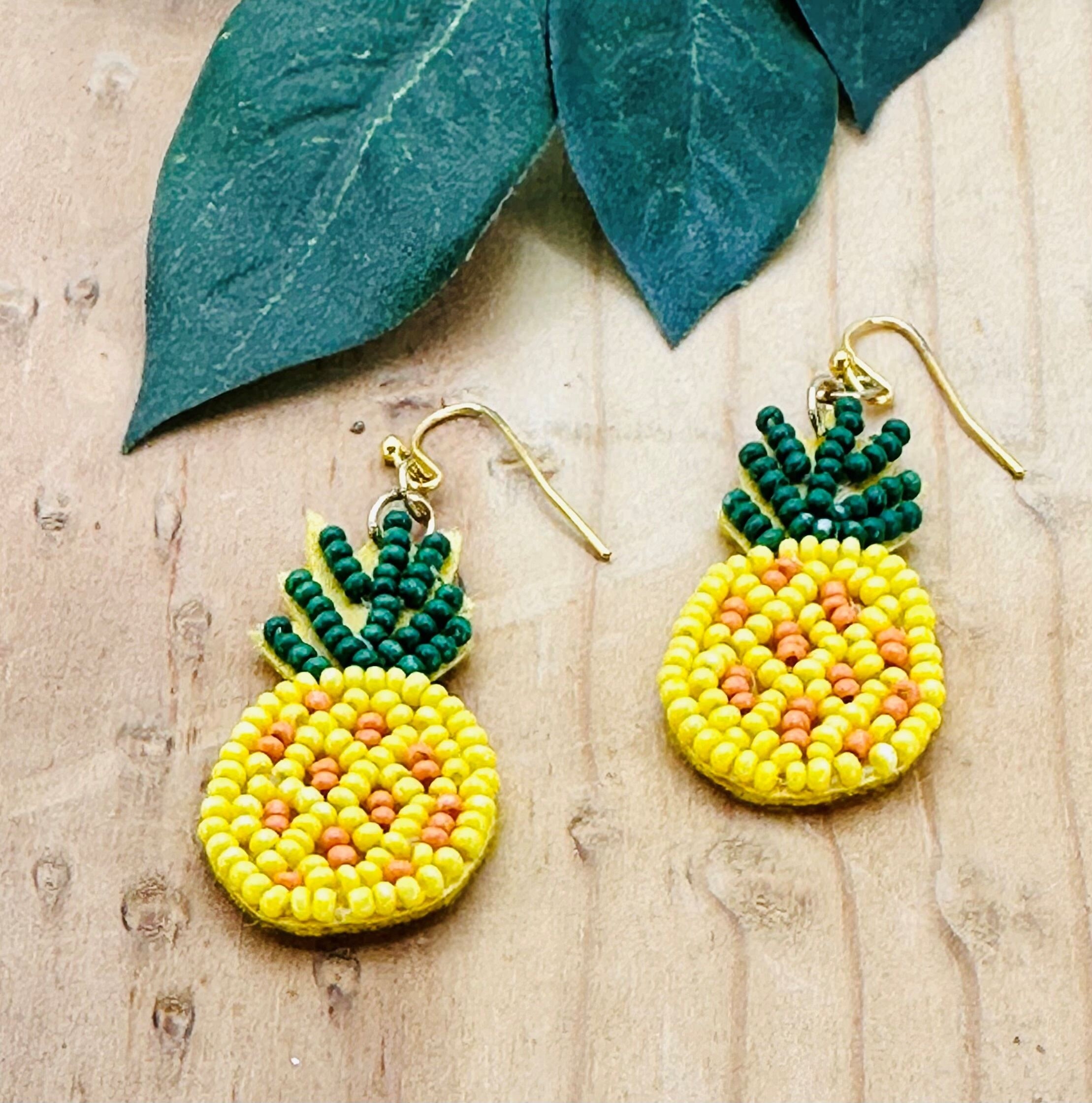 Beaded sale pineapple earrings