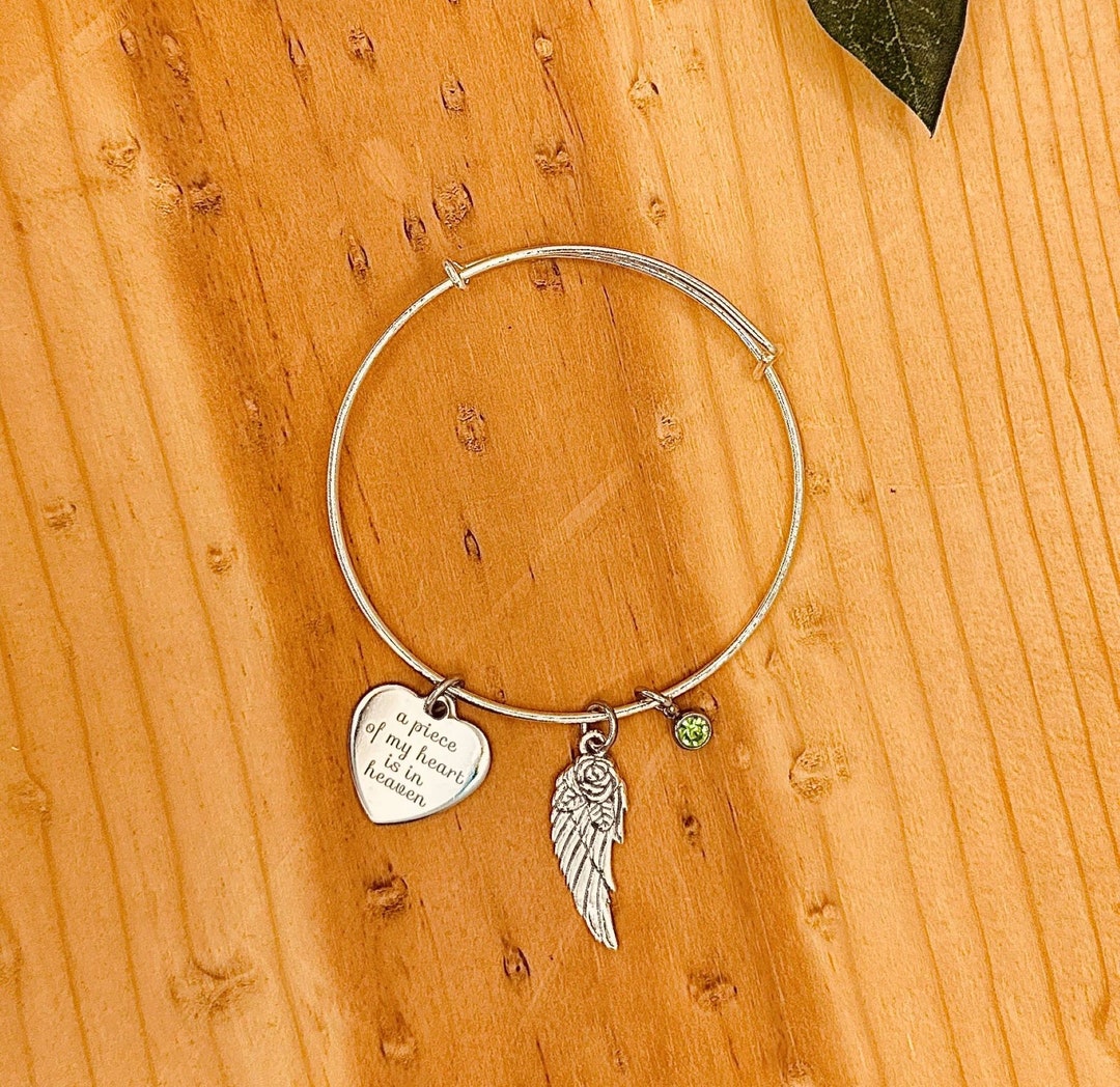 A Piece of My Heart is in Heaven Charm Bracelet With Angel Wing and