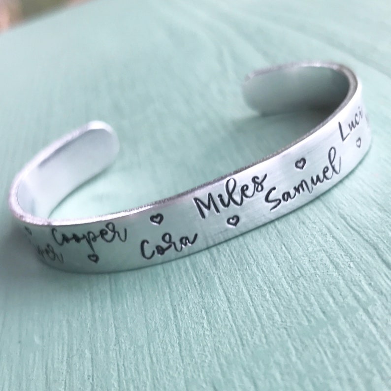 Grandkids' Names Cuff Bracelet Grandma Jewelry Etsy Ireland