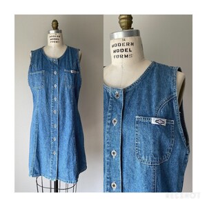 Y2K button up denim jumper / sleeveless denim dress / L.A blues jeans / labeled as a vintage size 13 (see measurements)