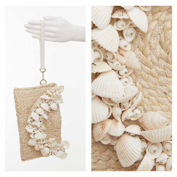 Sigrid Olsen natural rope seashell clutch / evening resort clutch / beach / vacation / tiki