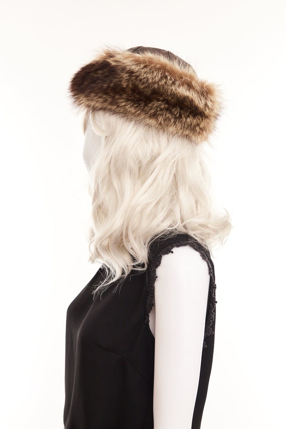 70's vintage brown leather and raccoon fur winter… - image 5