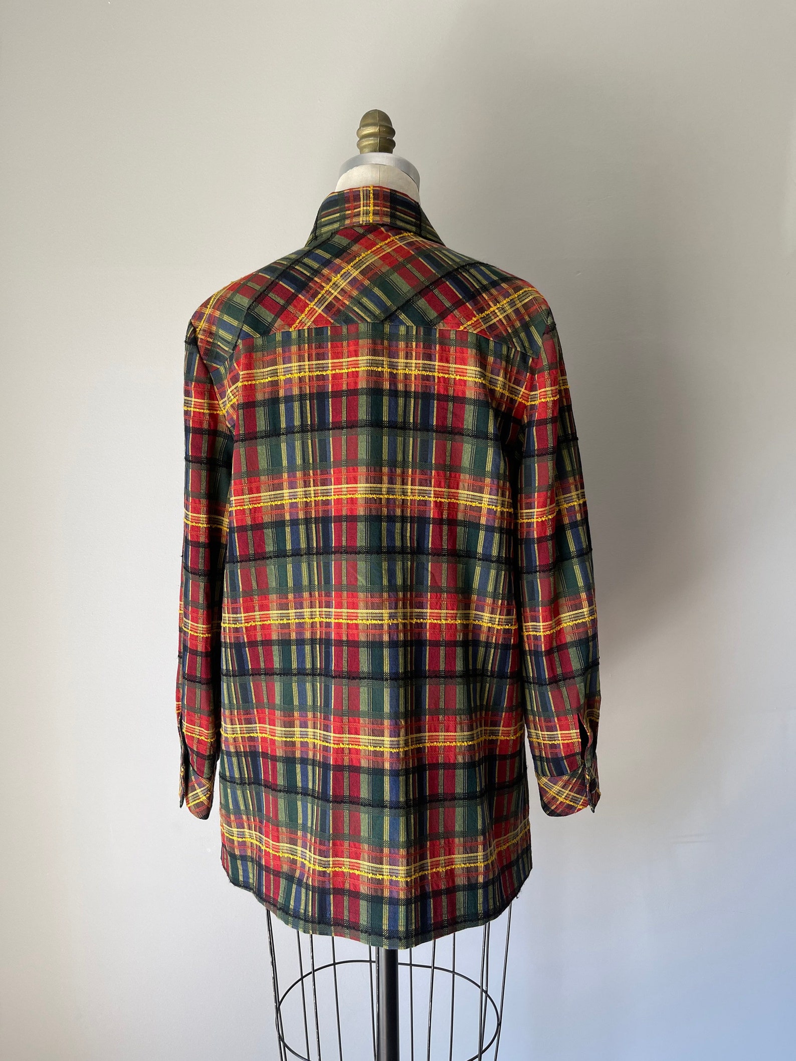 70's Plaid Jacket / Lightweight / Green Red Yellow - Etsy