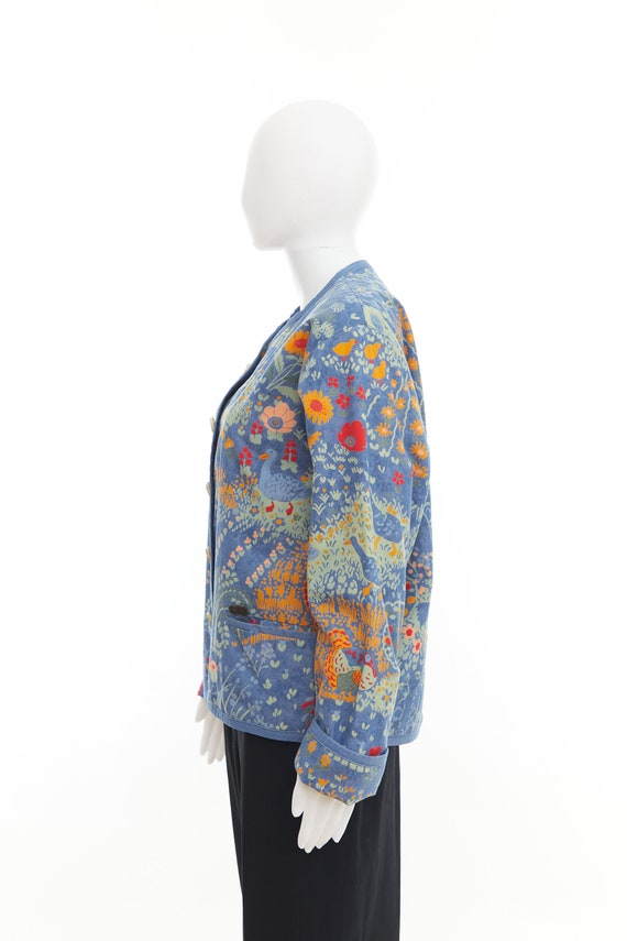 Novelty lightweight cotton denim jacket / Cat, ducks,… Gem