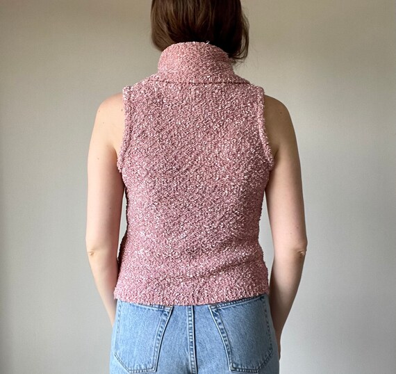 Cute 90's Y2K pink knit sleeveless top / knit ves… - image 10