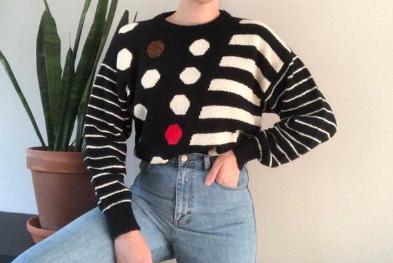 Fair Set / Vtg 80's knit pullover sweater / Polka dot | Etsy