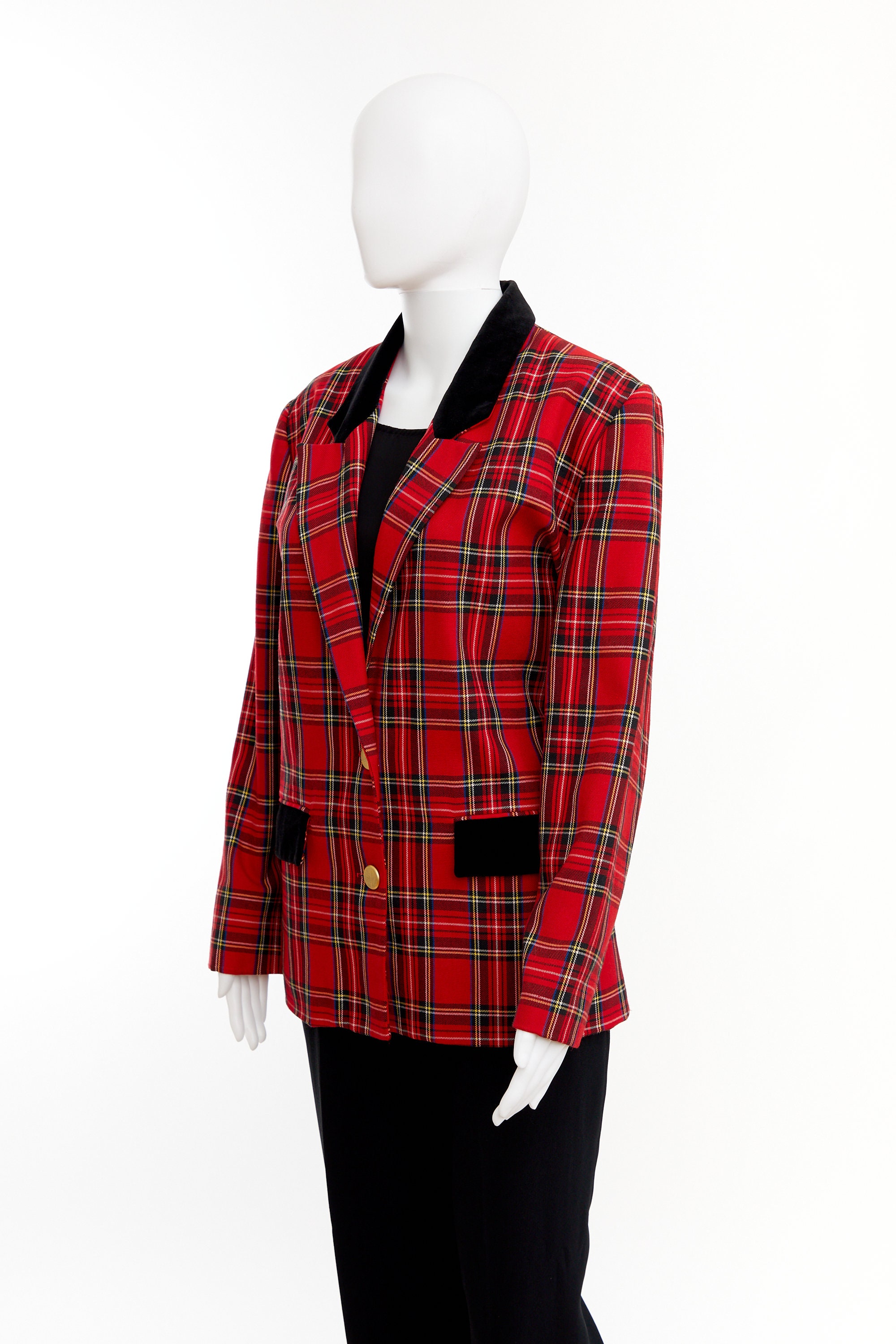 VTG Pendleton Red Plaid Flannel Jacket Women's 8 USA Made Suede Collar 4  Pockets