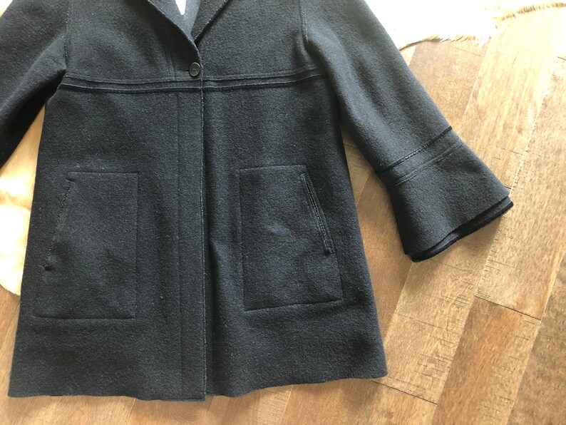 Vintage Hilary Radley black 100% boiled wool jacket/coat bell | Etsy